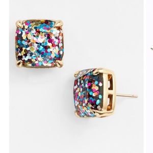 KATE SPADE NEW YORK Glitter Crystal Square Stud Earrings